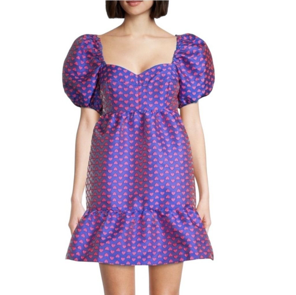 Lilly Pulitzer Nelle Heart Lovesick Jacquard Borealis Blue Pink Mini Dress 0